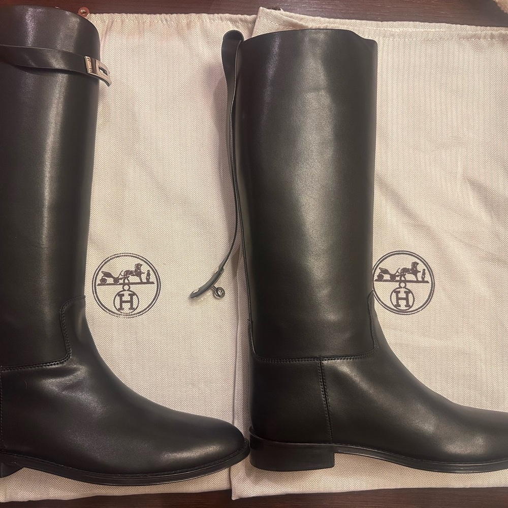 Hermes Black Over the Knee Boots